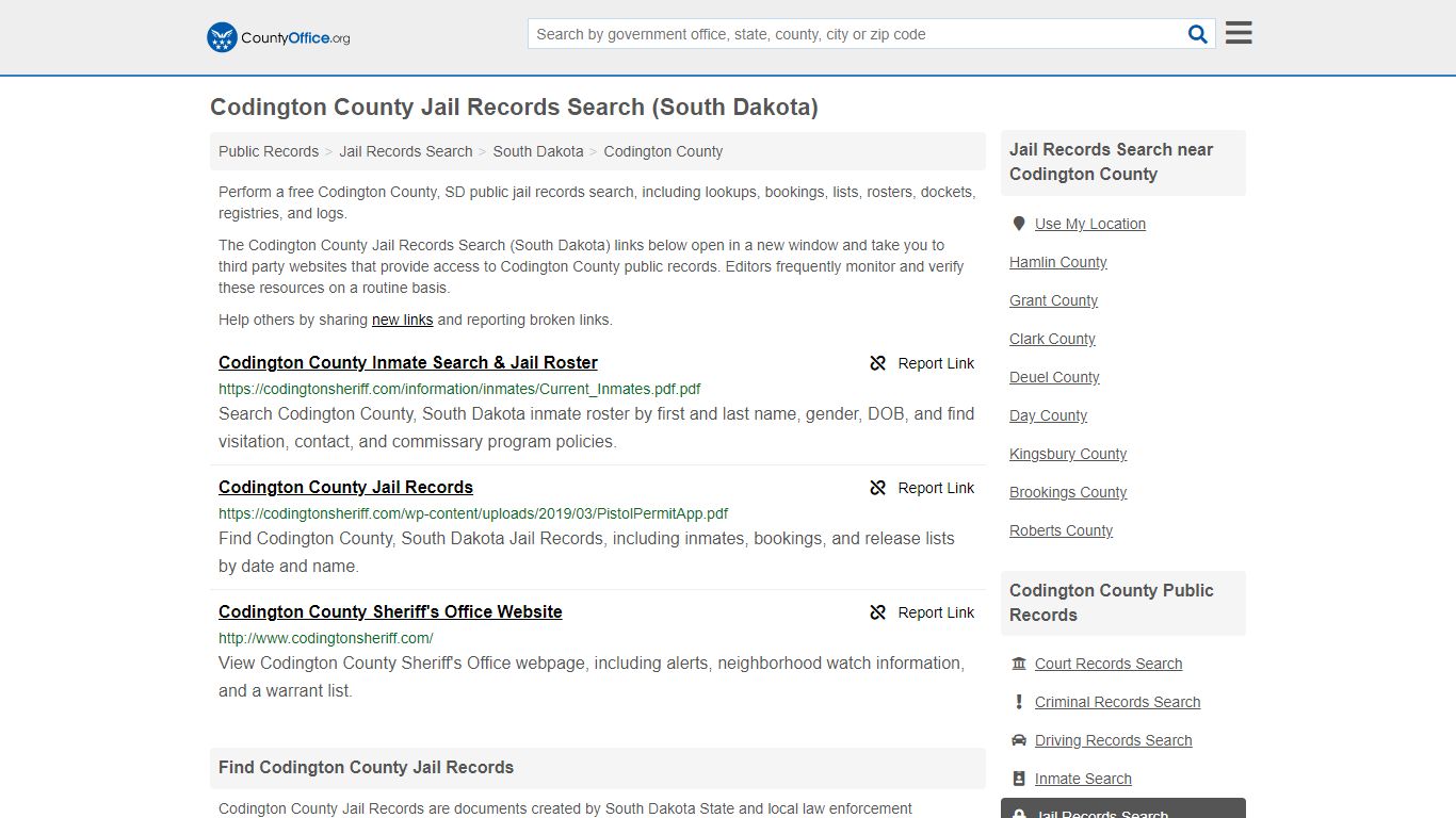 Jail Records Search - Codington County, SD (Jail Rosters ...
